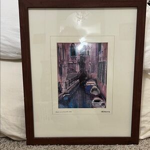 Martin Roberts Framed Venetian Canal Wall Art - Blue and Brown